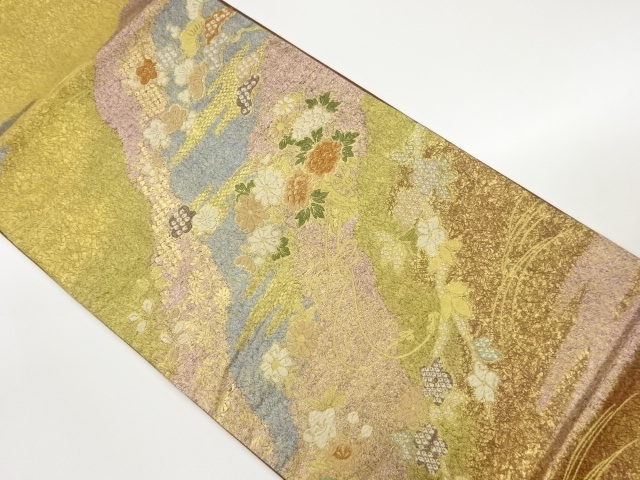 JAPANESE FUKURO OBI / WOVEN FLORAL CART